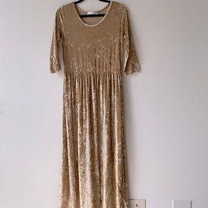 Gold velvet maxi dress